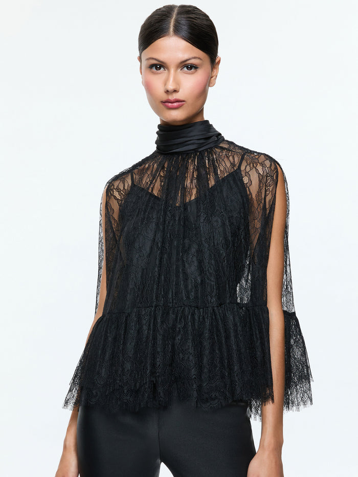 ZENON TOP WITH CAMI - BLACK
